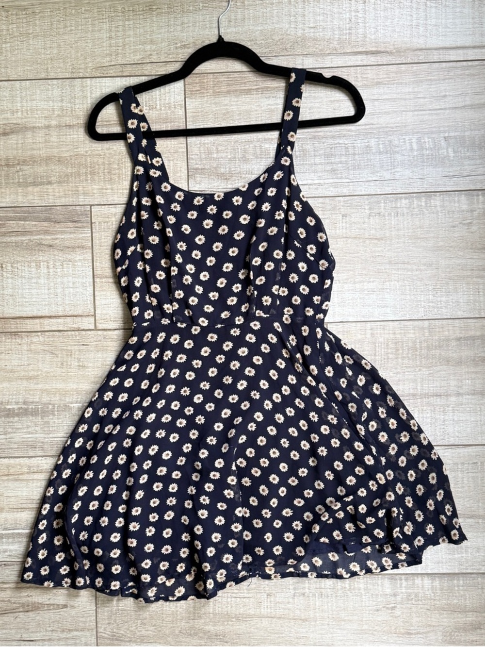 Lucca Couture Navy Blue Daisy Floral Mini Dress Fit & Flare Small Sundress Small